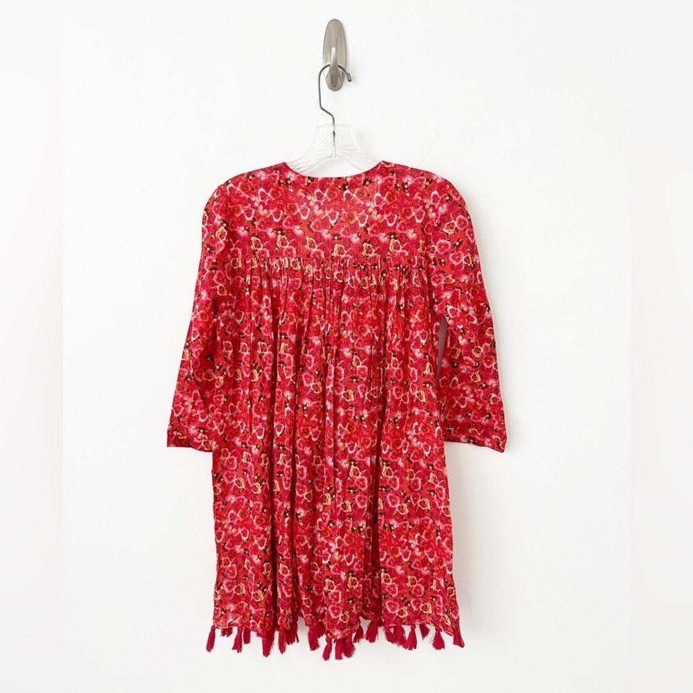 NWT Anthropologie Ro's Garden Seychelles Mini Dress Cover Up XS Pansies Red $155 - Picture 9 of 11